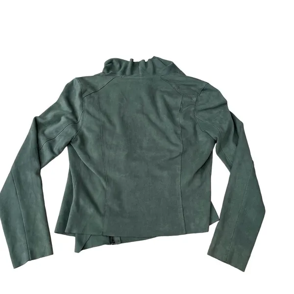 Blank NYC Faux Suede Sage Olive Green Moto Jacket - Image 3