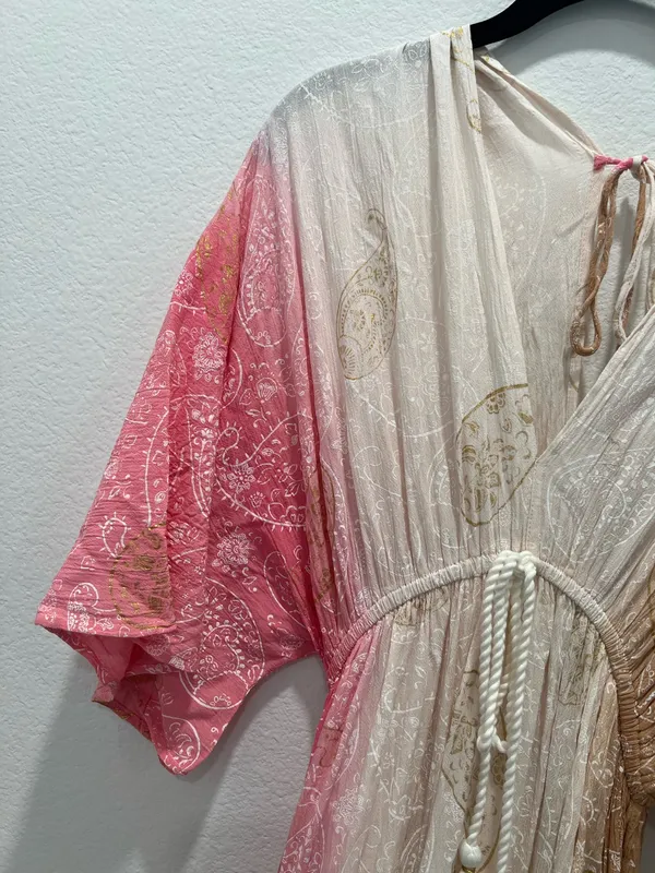 Zurly Ombré Pink Boho Maxi Dress One Size Fits Up to XL - Image 4
