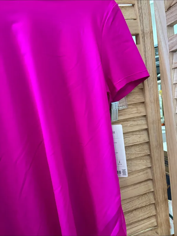 Athleta Bright Fuchsia Short Sleeve Tee With Mesh Insert Medium NWT - Image 2