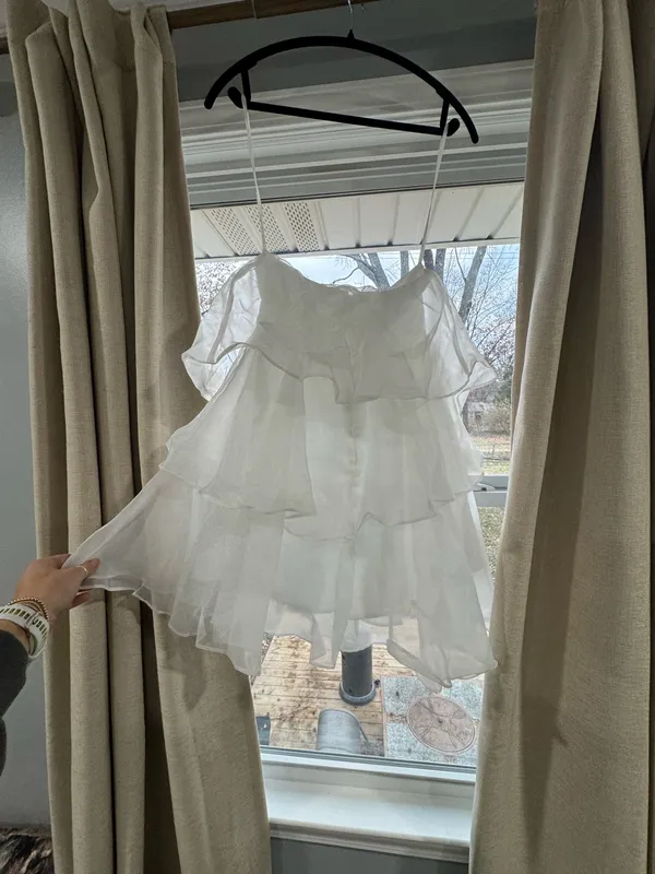 Billy J white ruffle mini dress, size S (8 AU) - Image 3