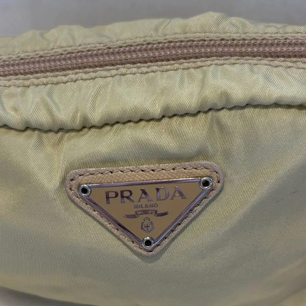 Prada Olive Nylon Triangular Logo Pouch - Image 2