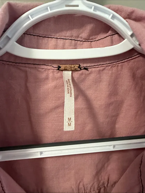 Free People Last Chance Cotton Button Down Pink Medium - Image 7