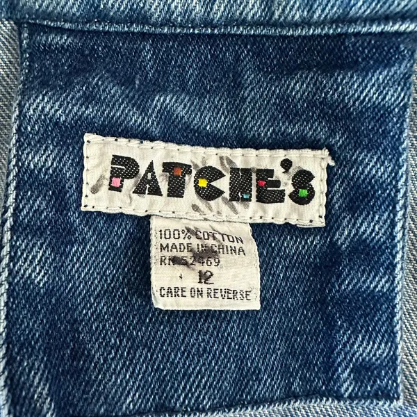 12 L vintage 1980s denim bomber jacket jean puff shoulder Western Cowgirl Chic - Image 3