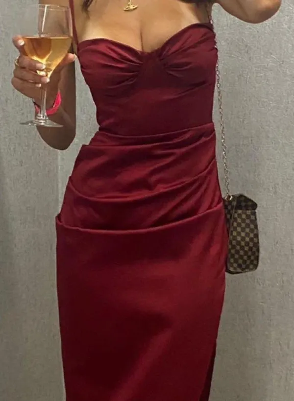 House Of CB 'Flora' Wine Satin Corset Dress. - Image 10