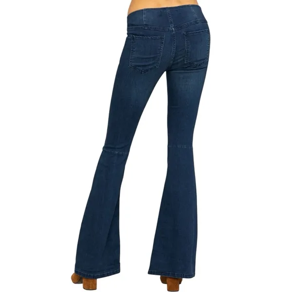Free People Women’s Size 30 Dark Blue 61855 Pull On Flare Leg 2 Pockets Jeans - Image 2