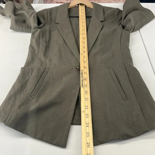 Lola & Sophie Blazer Jacket‎ Womens XS Olive Gray Tie Sleeve Single Breasted - Image 3