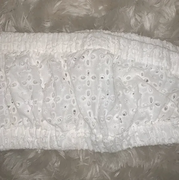 White Puff Sleeve Crochet Crop Top - Image 6
