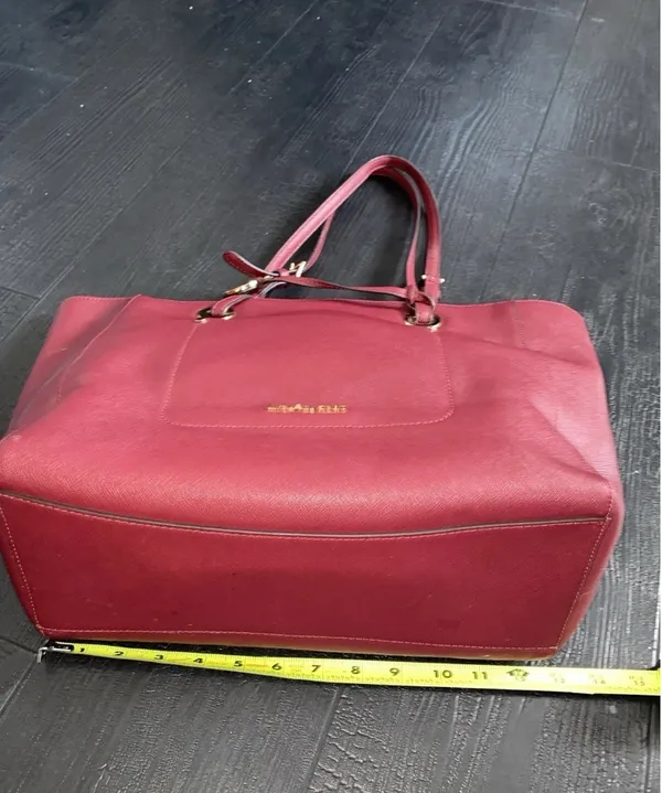 Michael Michael Kors East West Walsh Large Tote Bag Purse Burgundy Leather - Image 6
