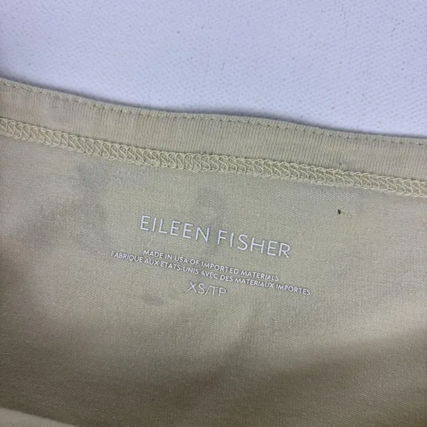 Eileen Fisher Shirt Womens XS Beige Crewneck Short Sleeve Cotton Spandex Basic‎ - Image 7
