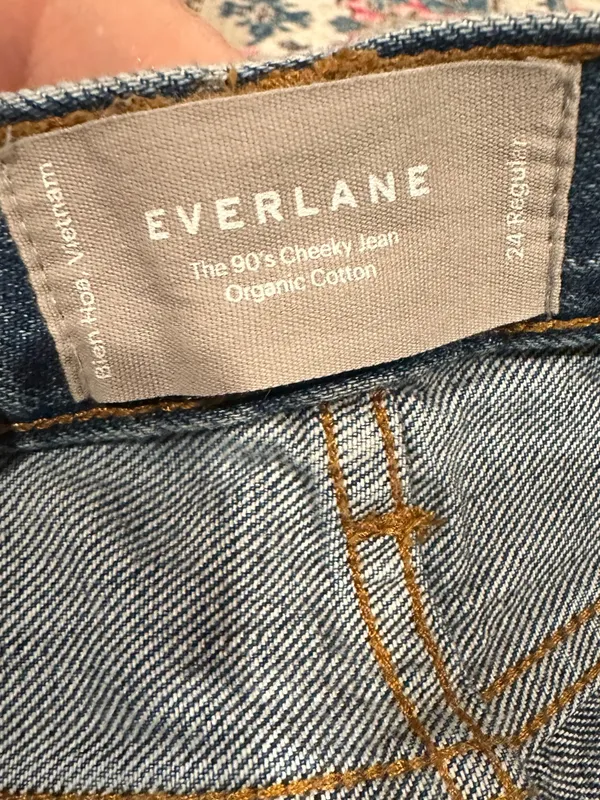Everlane 90’s Cheeky High Rise Waist Denim Blue Straight Leg Jeans 24 Barrel - Image 7