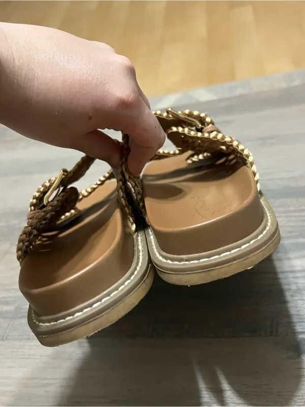Joie Woman’s Gold Braided Buckle Summer Slide on Sandals Size 7.5M - Image 5