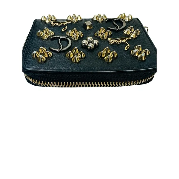Christian Louboutin‎ Panettone Spikes Coin Zip Around Wallet In Black Pre-owned - Image 7