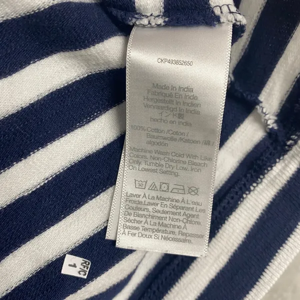 Madewell Top Womens Small‎ Blue White Lace Up Long-Sleeve Tee Stripe Navy NV911 - Image 7