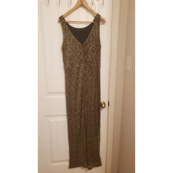 Calvin Klein Women's Faux-Wrap Metallic Dress Black/Gold 14 - Image 6