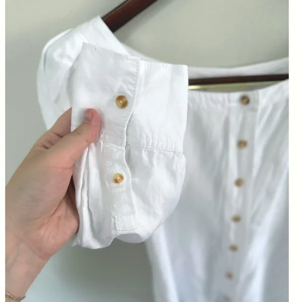 Anthropologie‎ Maeve White Solange Button Down Scoop Neck Blouse Top Size US 0 - Image 5