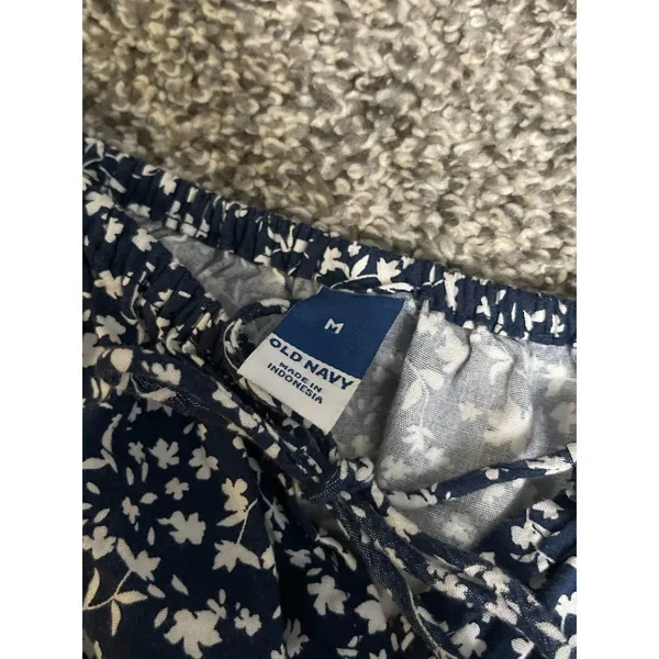 Old Navy Blue Waist-Defined Floral Mini Short Sleeve Dress M - Image 2