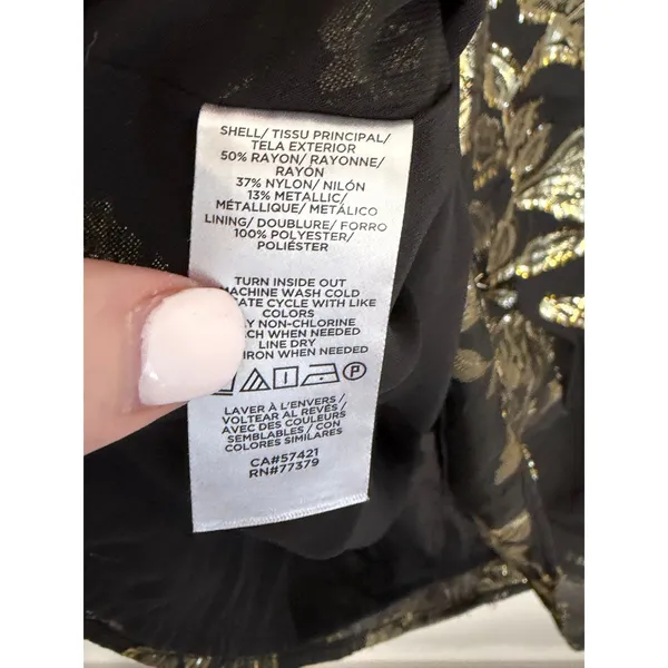 Ann Taylor Black & Gold Vneck top size medium - Image 4