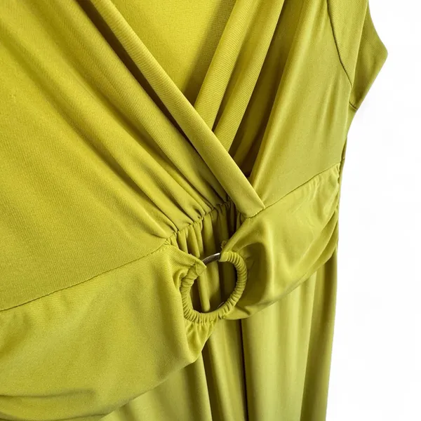 Antthony Womens Chartreuse Yellow Green Ring‎ Detail Wrap Midi Dress Medium USA - Image 3