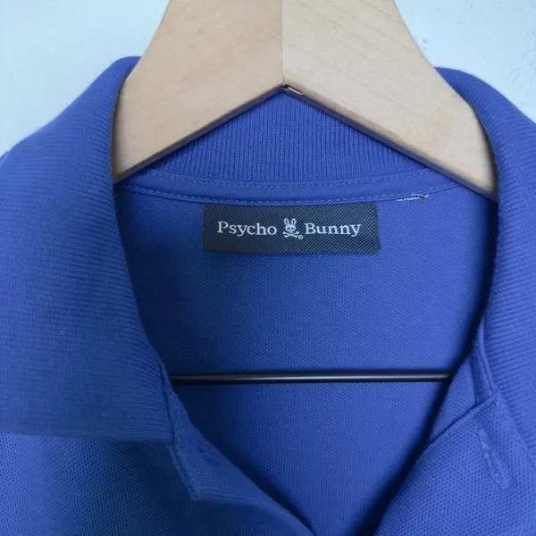 Psycho Bunny Women 100% Pima Cotton Polo Shirt XS Blue Logo‎ Preppy Tennis Prep - Image 3