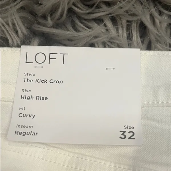 NWT LOFT kick crop high rise curvy fit stretch denim jeans white 14/32 - Image 7