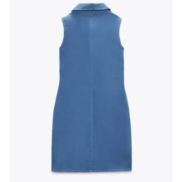 ✨Zara Denim Button Down Smocked Sz Large Dress✨ - Image 3