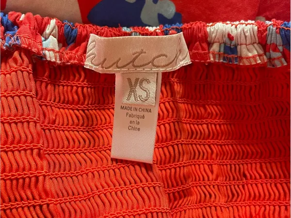 Anthropologie Hutch Bold Red and Blue Puffy Sleeve Mini‎ Dress - Image 4