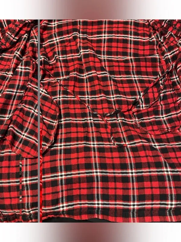 Lauren Ralph Lauren Womens Small Red Plaid Cozy Belted Pockets Robe Logo - Image 6