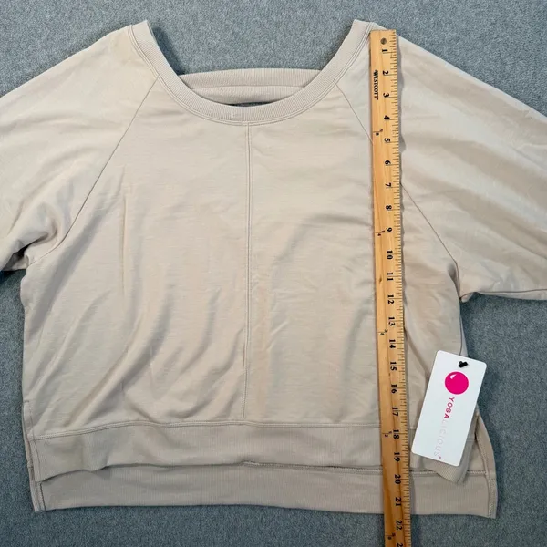 Yogalicious Stephanie Hi-Low Sweatshirt Women's Small Beige New Pullover - Image 4