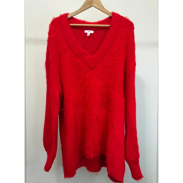 BP Mohair V‑Neck Oversized Red Sweater Sz1X NWT - Image 2