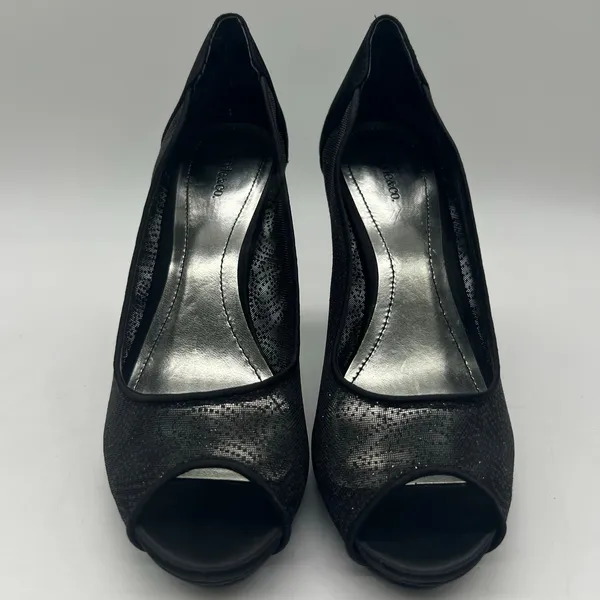 Style & Co Naveah Black Glitter Mesh Peep Toe Heels Party Sparkly Women 6.5‎ - Image 10