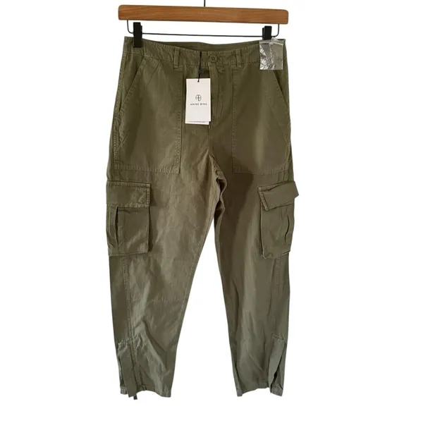 Anine Bing NEW Cargo Trouser Olive Green - Image 4