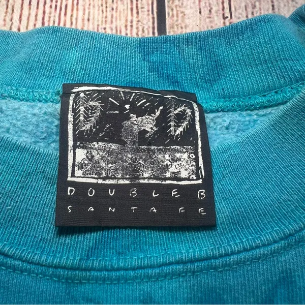 Vintage 90s Caribbean Sweater Adult Medium Blue Pullover Retro Watercolor Nature - Image 4