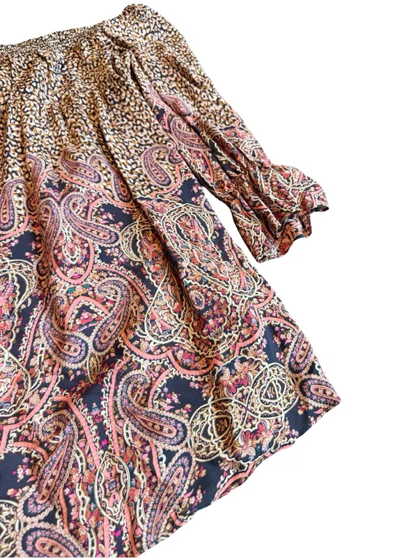 Maeve Anthropologie Milou Dress Cheetah Boho Mixed Print Peasant Flowy Medium - Image 14