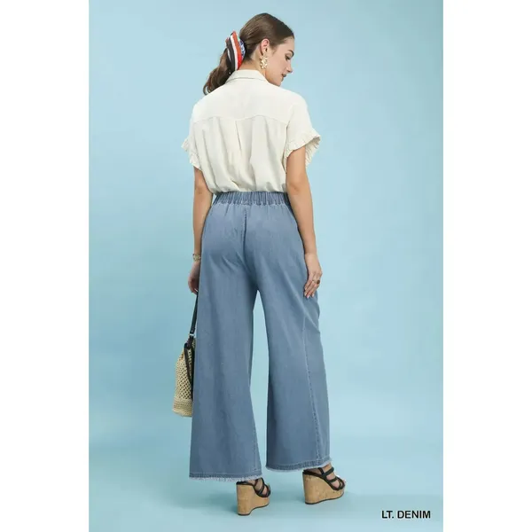 Umgee Stone Washed Wide Leg Pants -‎ Small - Image 4
