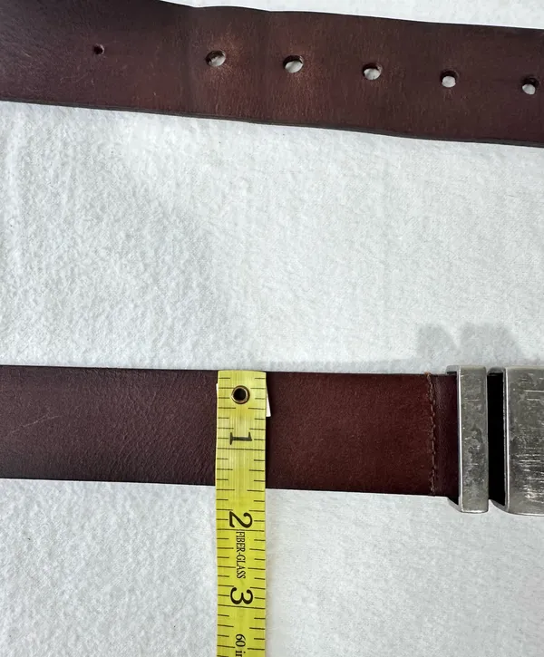 Levi's Rugged Dark Brown Leather Belt Sz 40 Brushed Nickel Western - Image 9
