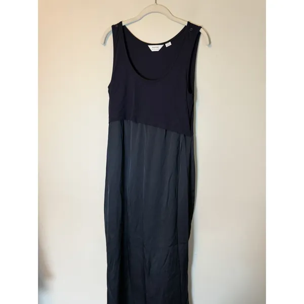 Seraphine Sleeveless Navy Blue Flowy Silk Like Maternity/nursing Dress Sz S NEW - Image 9