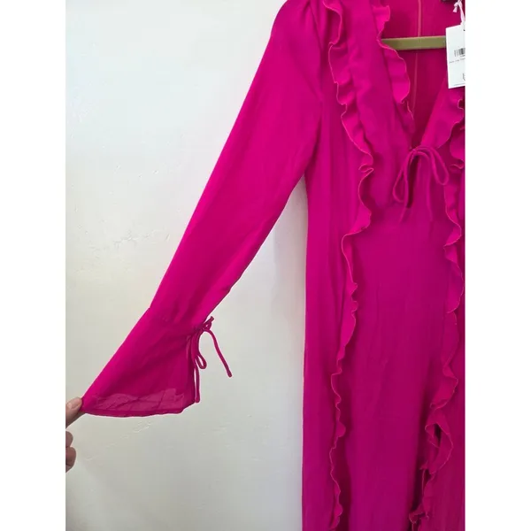 NEW Runaway The Label Oxana Dress Long Sleeve Hot Pink Ruffle Coquette Small - Image 5