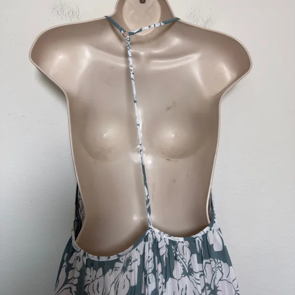 Mikoh Women Maxi Dress XS/S Green White‎ Tropical Hibiscus Halter Backless 1 - Image 7