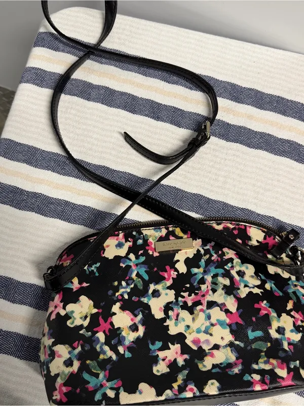 Kate Spade New York Floral Crossbody Bag Black Multi Satchel Purse - Image 11