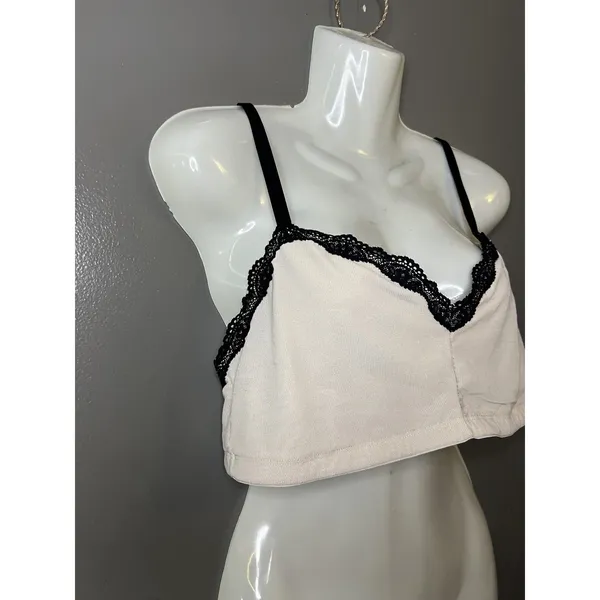 Aerie Bralette Bra Womens XL Pink Lace Wireless Knit Adjustable Straps Longline - Image 2