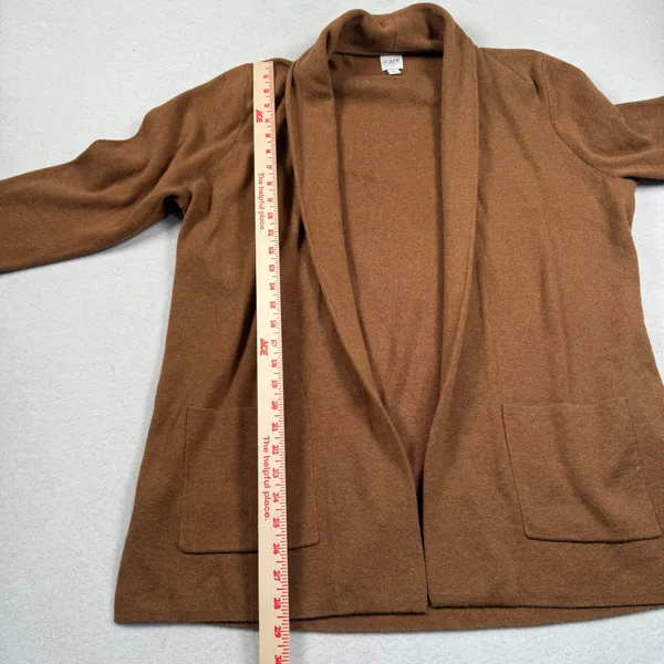 J Crew Chelsea Sweater Blazer Womens Large Brown Cardigan Cotton BA866 - Image 3