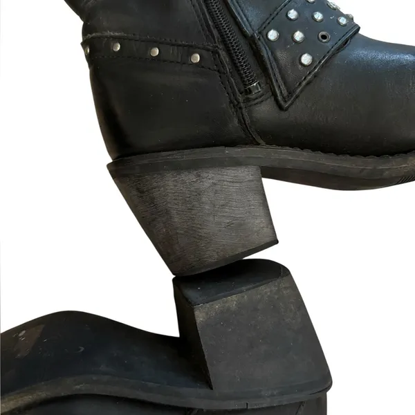 HARLEY DAVIDSON Sz 7 Macie rhinestone Studded Strap Leather Riding Boot Moto - Image 3