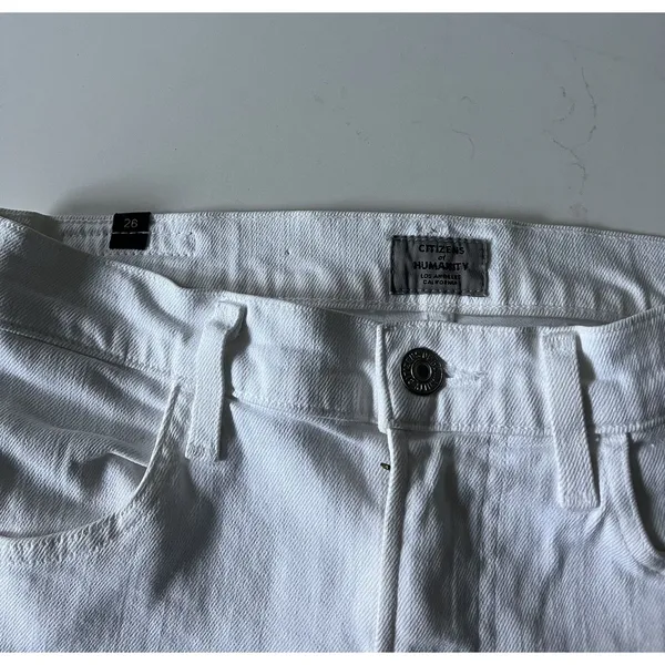 Citizens Of Humanity White Drew Fray Hem Cropped Jeans Size 26 - Image 8