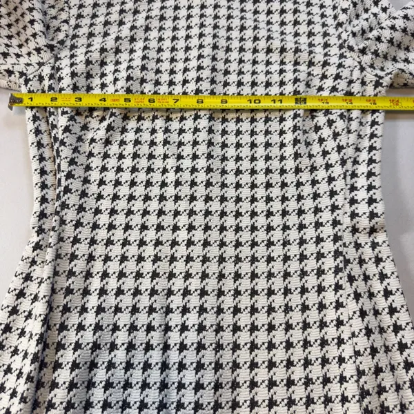 American Living Houndstooth Mock Neck Short Sleeve Sheath Dress Black White - Image 5