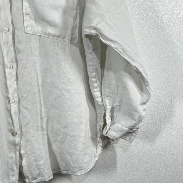 Zara 100% Linen Relaxed Fit Button Down Shirt Oyster White Sz Large‎ Casual Boho - Image 5