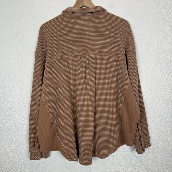 Aerie LumberJane Waffle Button Up Shirt Oversized Size Large - Image 3