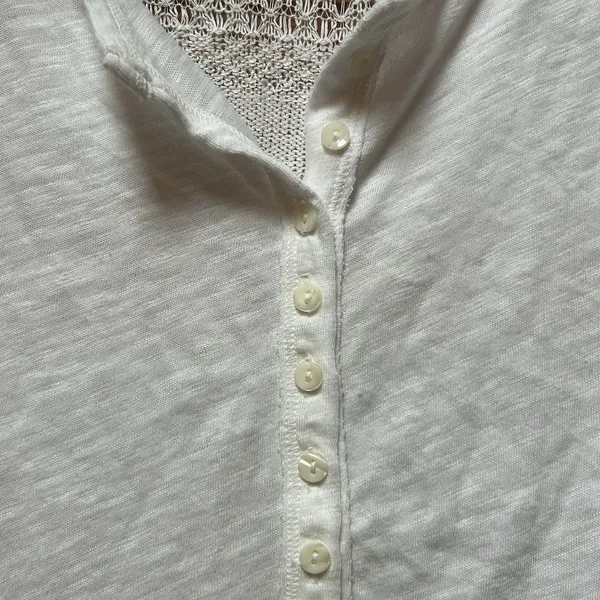 Y2K Aeropostale White Henley Sheer Crochet Shirt Top Boho Cowgirl Cottage Fairy - Image 3