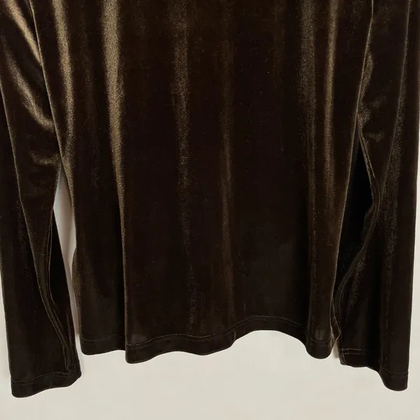 Vintage Velour Sweatshirt Zip-Up Tracksuit Brown Velvet‎ Women Size Large Jacket - Image 7