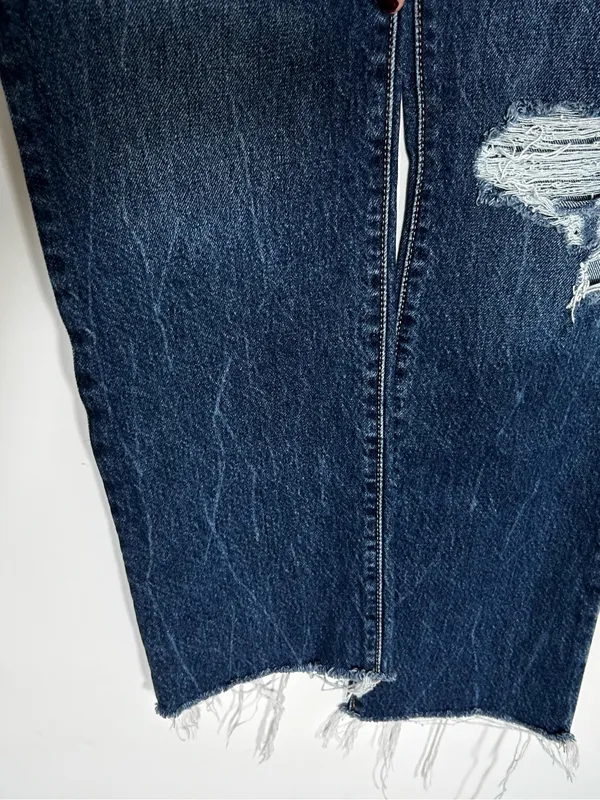 Levi’s 501 Premium Denim Distressed High Rise‎ Straight Leg Blue Jeans Size 28 - Image 4