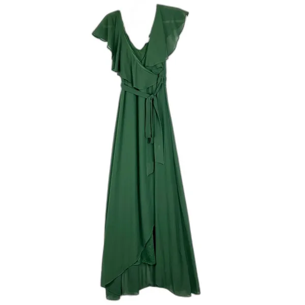 Baltic Born Katya Ruffle Maxi Dress Size Small Evergreen Chiffon - Image 5
